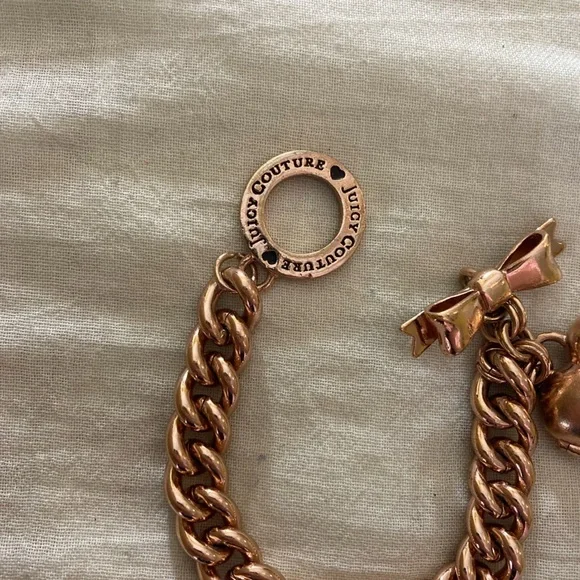 Juicy Couture Heart Locket Copper Tone Charm Bracelet Cute Gift - Picture 9 of 12